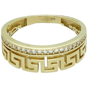 Złoty Pierścionek Damski 375 – Cyrkonie, Motyw Grecki, 6,7 mm.jpg